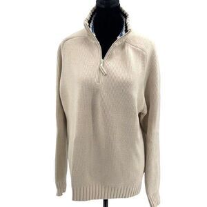 Gap‎ Vintage Quarter Zip Long Sleeve Knit Crochet Pullover Sweater Cream Size XL